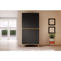 Szafa Nicole 100 cm z półkami - czarny mat / złote nóżki